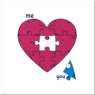 funny love puzzle - me and you: (almost) a perfect fit Posters and Art